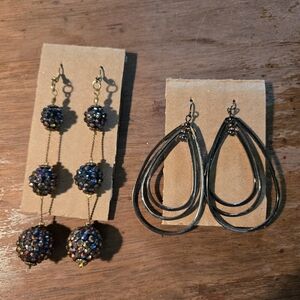 Chic Earrings Set - Bronze tone, Long Irridescent Impact Earrings